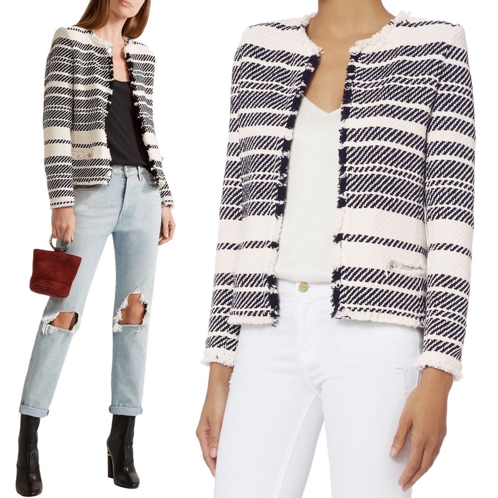 Striped Textured Jacket by IRO in Black and Ecru